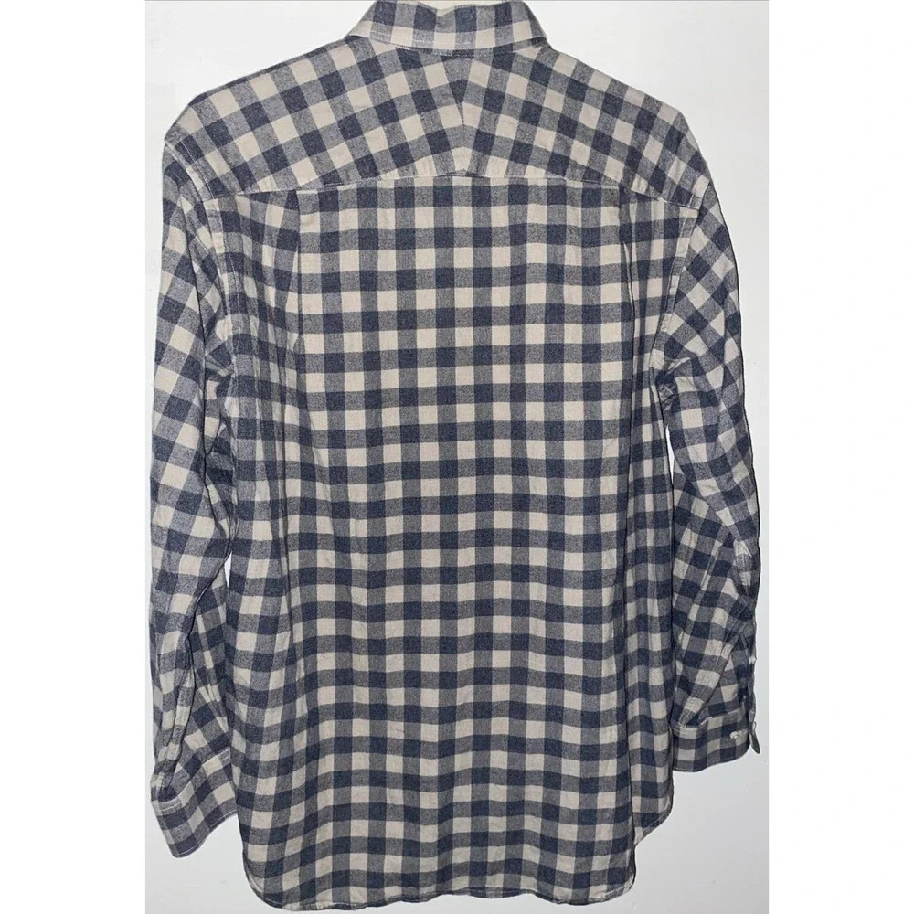 J‎ McLaughlin Flannel Shirt Gray Check 100% Cotton Mens L Gorpcore Bloke Grampa